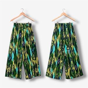 IMAN Wide Leg Palazzo Pants Multicolor Pattern Abstract Geometric Pull On Small